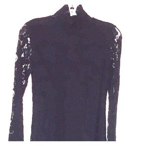 INC Black Dress Small Black with Lace Overlay New